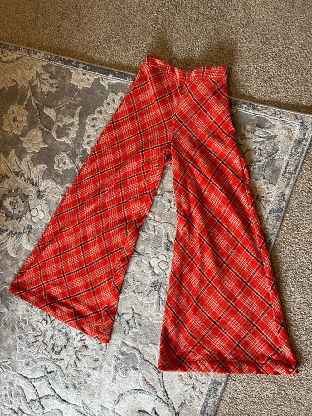 Free People Orange Plaid Wide-Leg Kids Pants